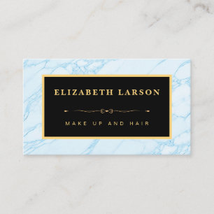 Chic Makeup Aqua Blue Marble Artist Hair Salon Business Card