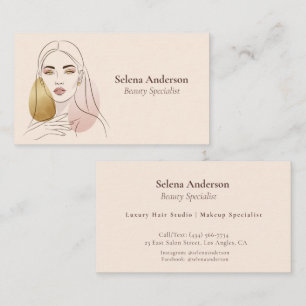 Chic Makeup Artist Hair Salon Line Art  Business Card