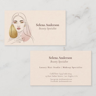 Chic Makeup Artist Hair Salon Line Art Business Card