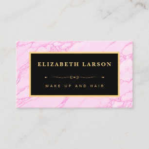 Chic Makeup Bright Pink Marble Artist Hair Salon Business Card