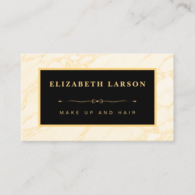 Chic Makeup Gold Marble Artist Hair Salon Business Card (Front)