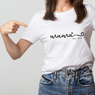 Chic Mama Script with Heart Est. Mother's Day Gift T-Shirt