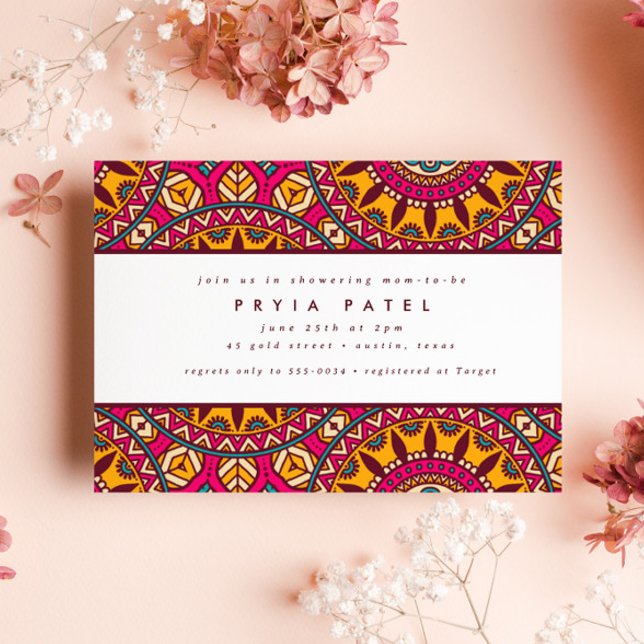 Chic Mandala Henna Colourful Indian Baby Shower Invitation (Creator Uploaded)