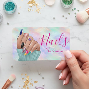 Chic Manicurist Artist Iridescent Opal Nail Salon Business Card