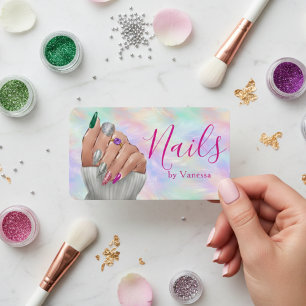 Chic Manicurist Artist Iridescent Opal Nail Studio Business Card