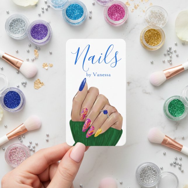 Chic Manicurist Nail Technician QR Code Stylish Business Card (Creator Uploaded)