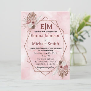 Chic marble and floral invites