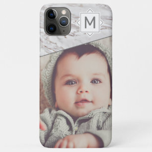 Chic Marble and Monogram with Custom Photo Case-Mate iPhone Case