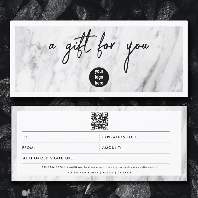 Chic Marble Business Logo QR Code Gift Certificate (Chic Marble Business Logo QR Code Gift Certificate)