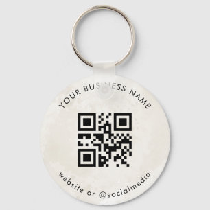 Chic Marble Custom Business Qr Code Scan Keychain
