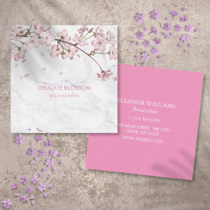 Chic Marble Delicate Blossom Square Square Business Card