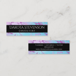 Chic Marble Glitzy Glam Purple and Blue Branding Mini Business Card