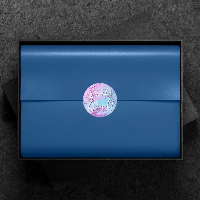 Chic Marble | Glitzy Glam Purple Blue Graduation Classic Round Sticker (Creator Uploaded)