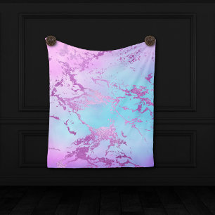 Chic Marble   Glitzy Glam Violet Purple Blue Ombre Fleece Blanket