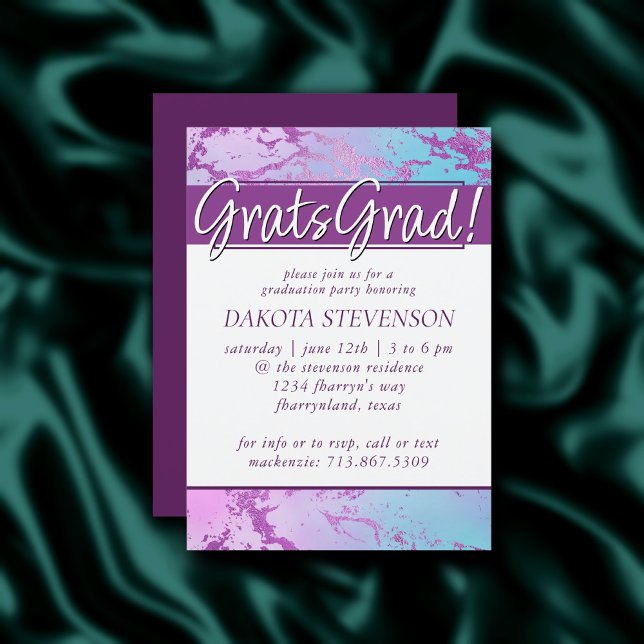 Chic Marble | Glitzy Glam Violet Purple Blue Ombre Invitation (Creator Uploaded)