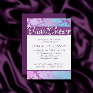 Chic Marble   Glitzy Glam Violet Purple Blue Ombre Invitation