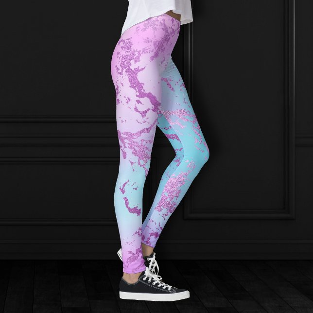 Chic Marble | Glitzy Glam Violet Purple Blue Ombre Leggings (Creator Uploaded)