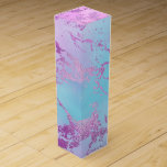 Chic Marble | Glitzy Glam Violet Purple Blue Ombre Wine Box<br><div class="desc">Fun, girly watercolor marble in a bold playful millennial pink, turquoise blue and a rich violet purple unicorn-inspired ombre palette. This feminine hand-painted gradient adds the perfect pop of colour. From the "Modern Watercolor Marbles" collection, this design features abstract fluid swirls creating a cool pattern accented by glitter veins to...</div>