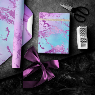 Chic Marble   Glitzy Glam Violet Purple Blue Ombre Wrapping Paper