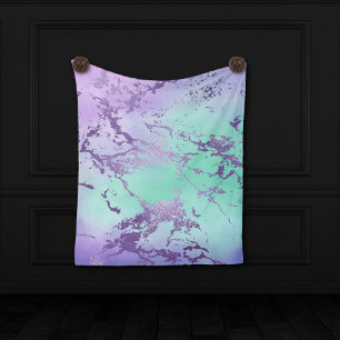 Chic Marble   Lavender Purple and Mint Green Fleece Blanket