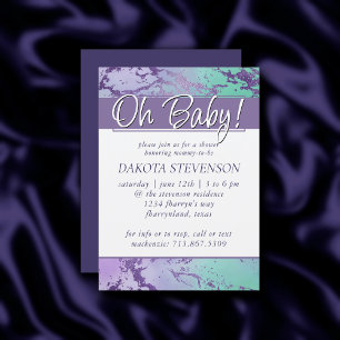 Chic Marble Lavender Purple and Mint Green Invitation