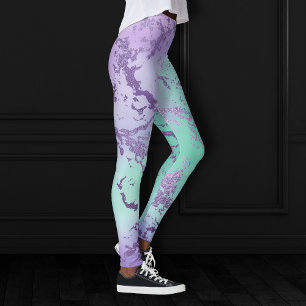Chic Marble   Lavender Purple and Mint Green Leggings