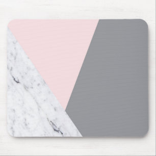 Chic Marble Pink Grey Abstract Mousepad