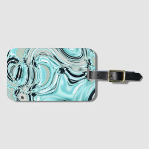 chic marble swirls mint aqua blue water ripple luggage tag