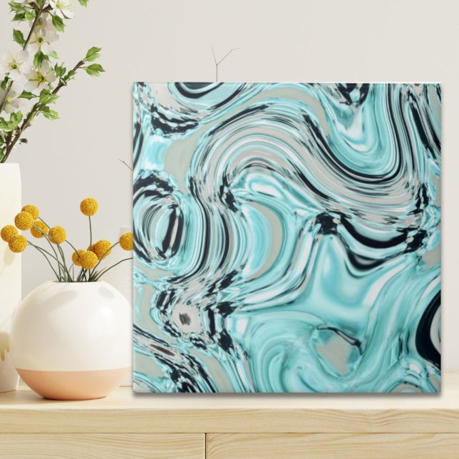 chic marble swirls mint ocean sea aqua blue waves tile (chic marble swirls mint ocean sea aqua blue waves ceramic tile)