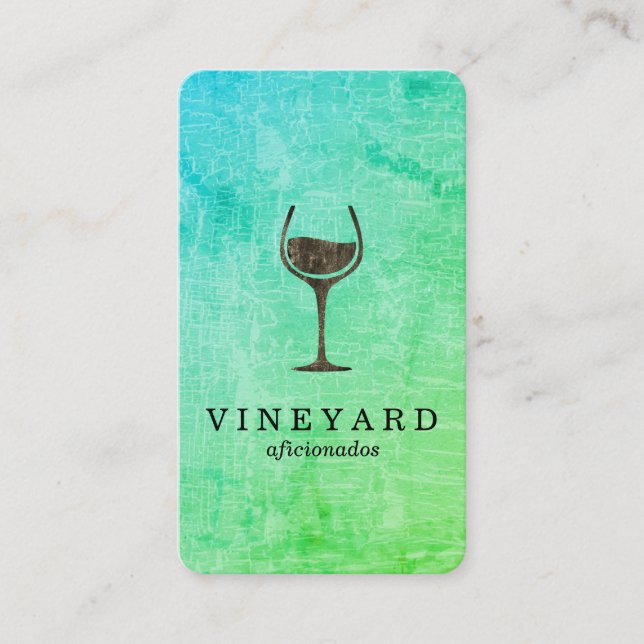 Chic Marbled Texture with Wine Glass Business Card (Front)