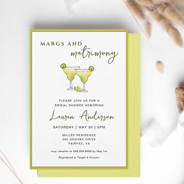 Chic Margs and matrimony Cocktail Bridal Shower Invitation (Creator Uploaded)