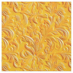 Chic marigold tooled leather fabric