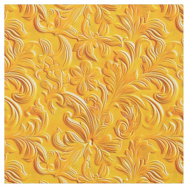 Chic marigold tooled leather  fabric (Close Up)