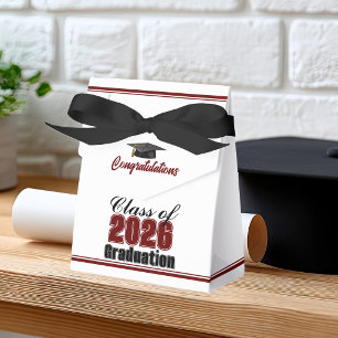 Chic Maroon Black Class of 2026 Custom Graduation Favour Box