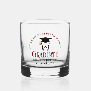 Chic Maroon Dental School Custom Graduation Whiskey Glass