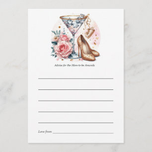 Chic Martini Cocktail Baby Shower Advice Card