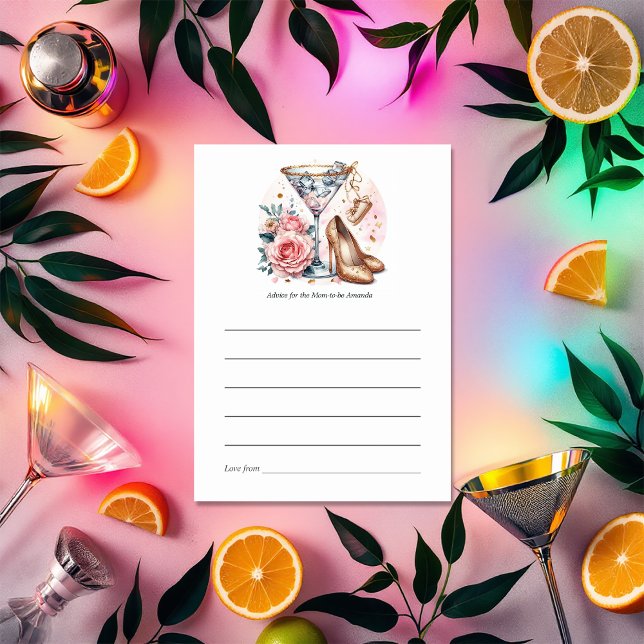 Chic Martini Cocktail Baby Shower Advice Card (Chic Martini Cocktail Baby Shower Advice Card)