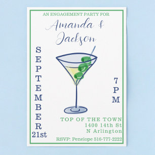 Chic Martini Cocktail Engagement Party Invitation