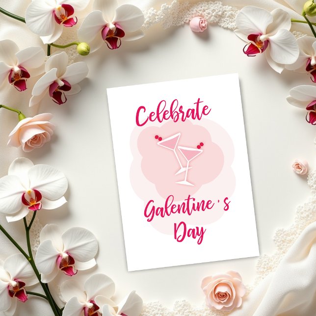 Chic Martini Happy Galentines Day Card (A nice card for celebrate Galentine´s Day with your best friends )