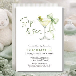 Chic Martini Tini One Gender Neutral Sip And See  Invitation