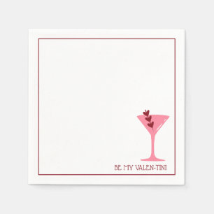 Chic Martini Valentine’s Day Pink & Red Cocktail Napkin