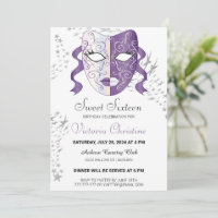 Chic Masquerade Carnival Birthday Invitation