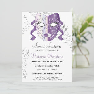 Chic Masquerade Carnival Birthday Invitation
