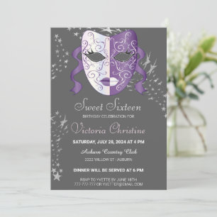 Chic Masquerade Carnival Birthday Invitation