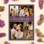 Chic Mauve Love and Thanks Wedding Thank You Postcard<br><div class="desc">Elegant, Minimalist Mauve Script Wedding 5 Photo Collage Thank You Postcard. Modern wedding thank you card template featuring five (5) photo on the front and one (1) photo on the back. With the text "Love and thanks" in a swirly hand lettered typography script font in white on mauve or dusty...</div>