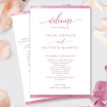 Chic Mauve Pink Watercolor Frame Wedding Program<br><div class="desc">Elegant mauve pink Wedding program featuring delicate mauve pink watercolor border stripes framing your wedding program details. Ability to make text changes and adjustments by selecting customise further. Front with wedding ceremony details, back with wedding party names and thank you message for your guests or any other text you like,...</div>