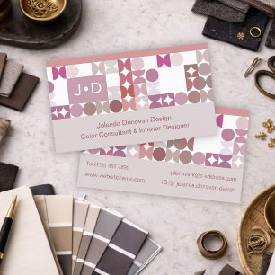 Chic Mauve Taupe Blush Pink Circles Art Pattern Business Card