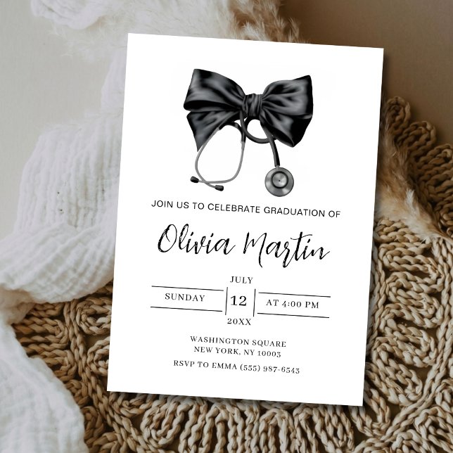 Chic Medical School Graduation Invitation Nursing  (Creator Uploaded)