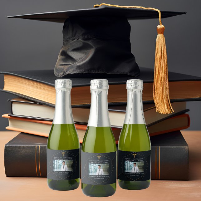 Chic Medical School Graduation Party Favour Mini Sparkling Wine Label (Creator Uploaded)