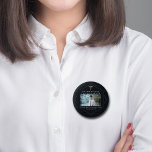 Chic Medical School Photo Graduation Parent 6 Cm Round Badge<br><div class="desc">This chic black medical school graduation parent button features a gold geometric hexagon design with an elegant medical caduceus above a photo of the graduate. Modern eye-catching photograph celebration favour for a new doctor or nurse in 2025.</div>